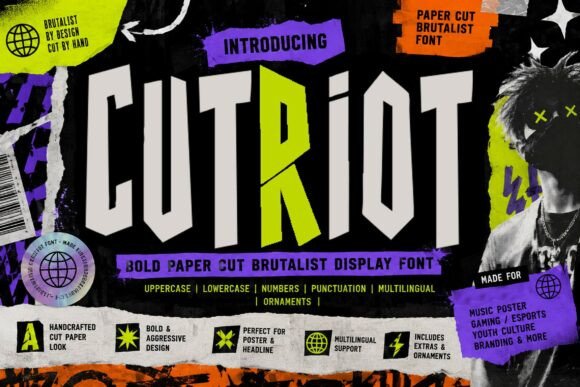 Cut Riot: Bold Brutalist Display Font for Modern Design