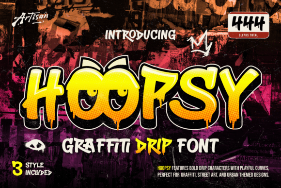 Hoopsy Font: Bold Graffiti Drip Style for Urban Design