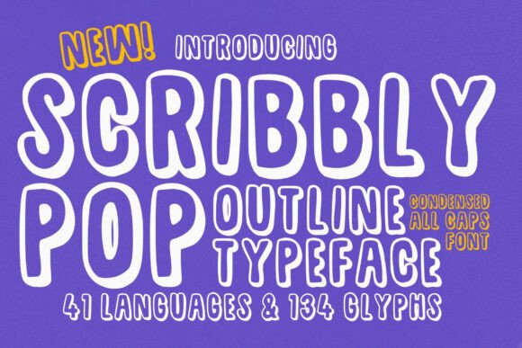 Scribbly Pop: Playful Condensed Outline Font